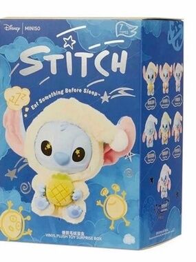 Disney Miniso Stitch Eat Something Before Sleep Blind Box Plush Bag Charm NWOT